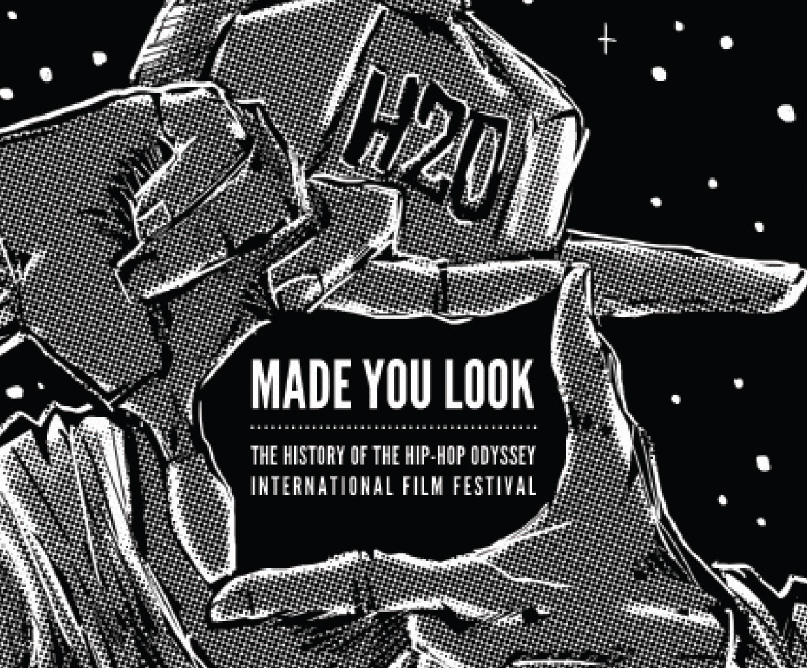 Made You Look H2O artwork with a hand framing the festival's history